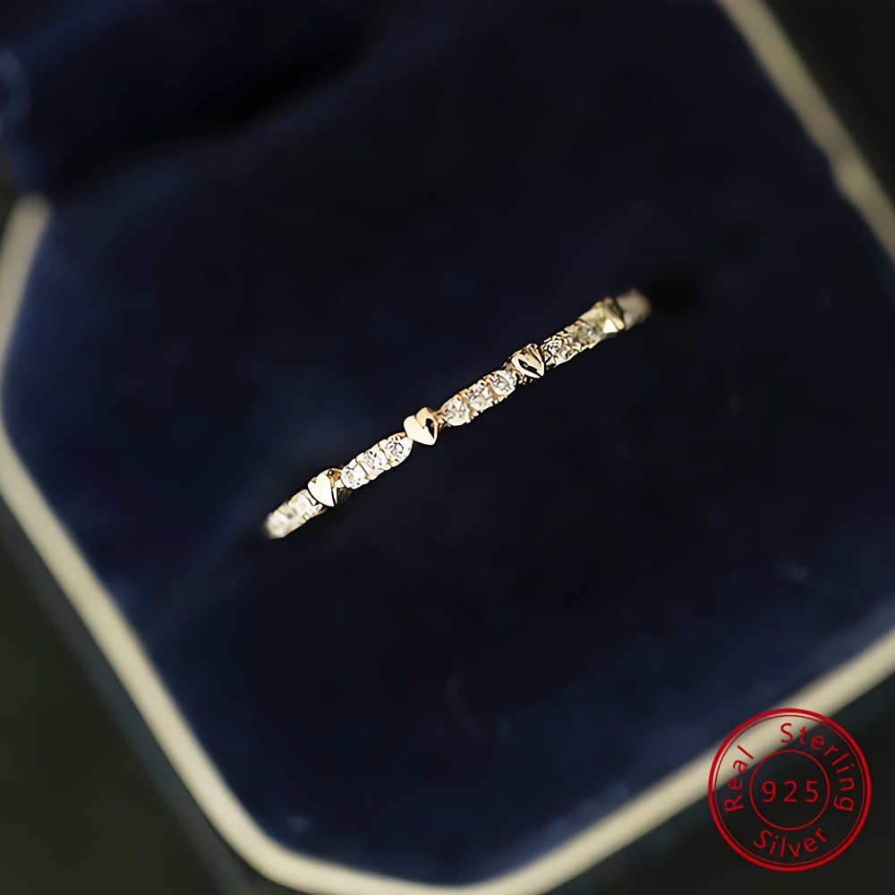 925 Sterling Silver Heart Ring with Zirconia Stones